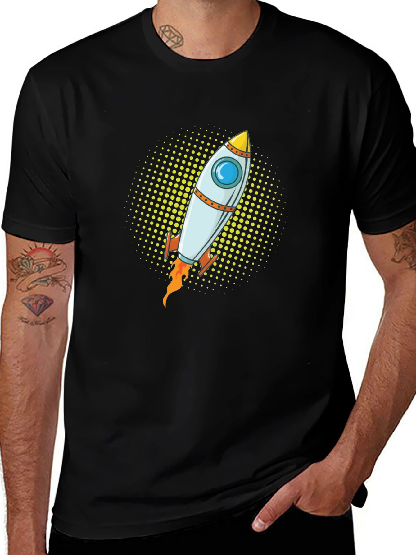 Variant 20 of Rocket Graphic Tee - Black Cotton T-Shirt