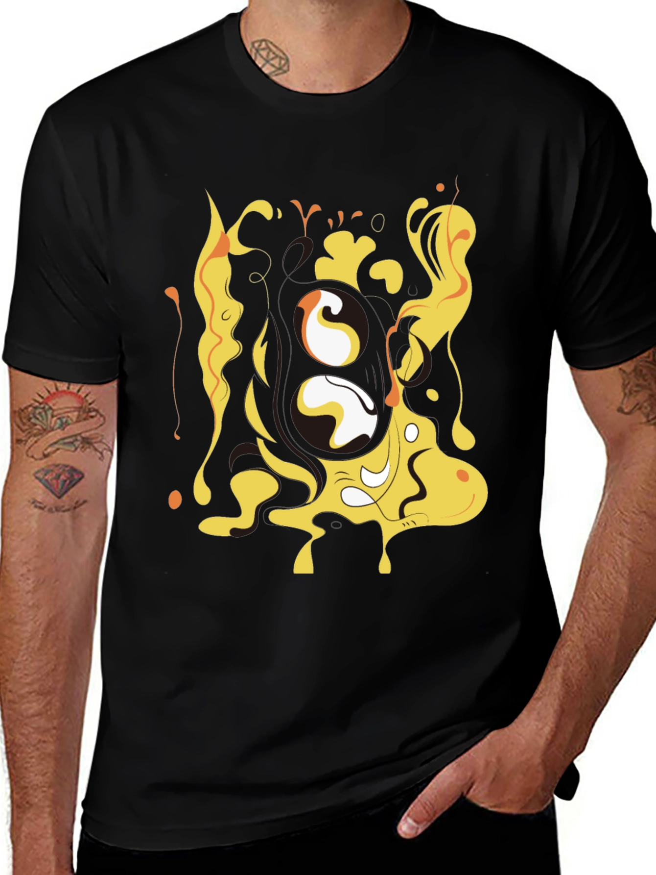 Variant 13 of Abstract Graphic Print Black T-Shirt