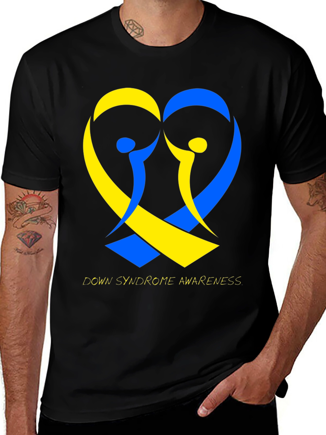 Down Syndrome Awareness T-Shirt - Heart Ribbon Design