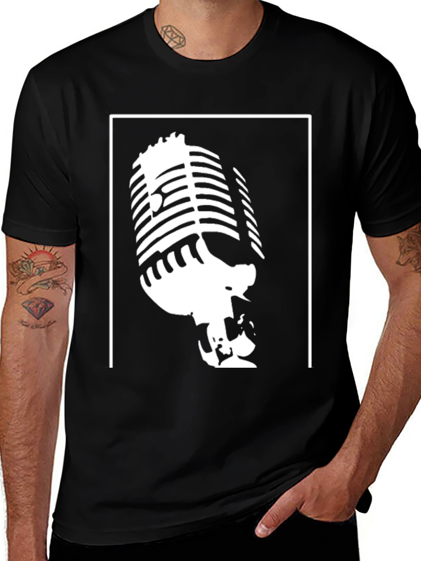 Variant 18 of Retro Microphone Graphic Tee - Classic Cool