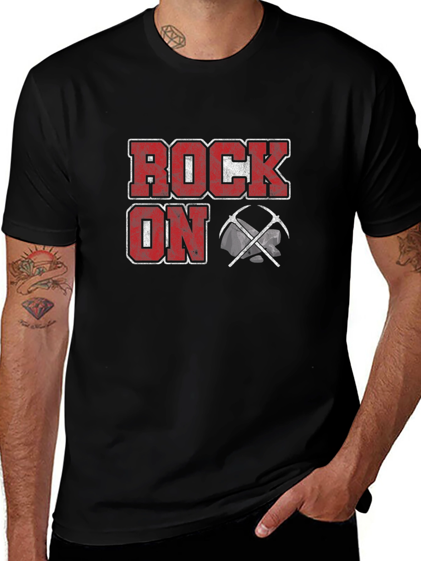 Variant 13 of Rock On Mining T-Shirt - Black Cotton Tee