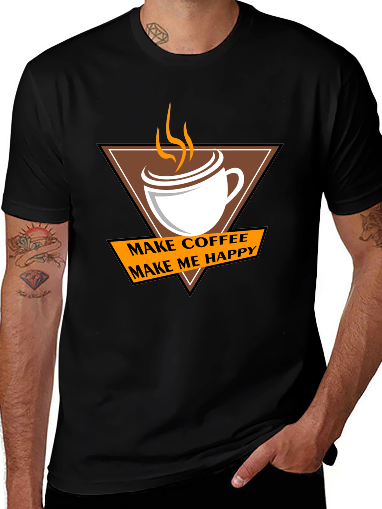 Variant 21 of Coffee Makes Me Happy T-Shirt - Casual Style