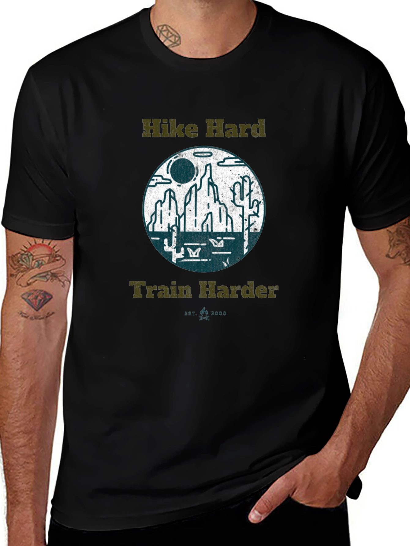 Variant 27 of Hike Hard Train Harder Graphic Tee
