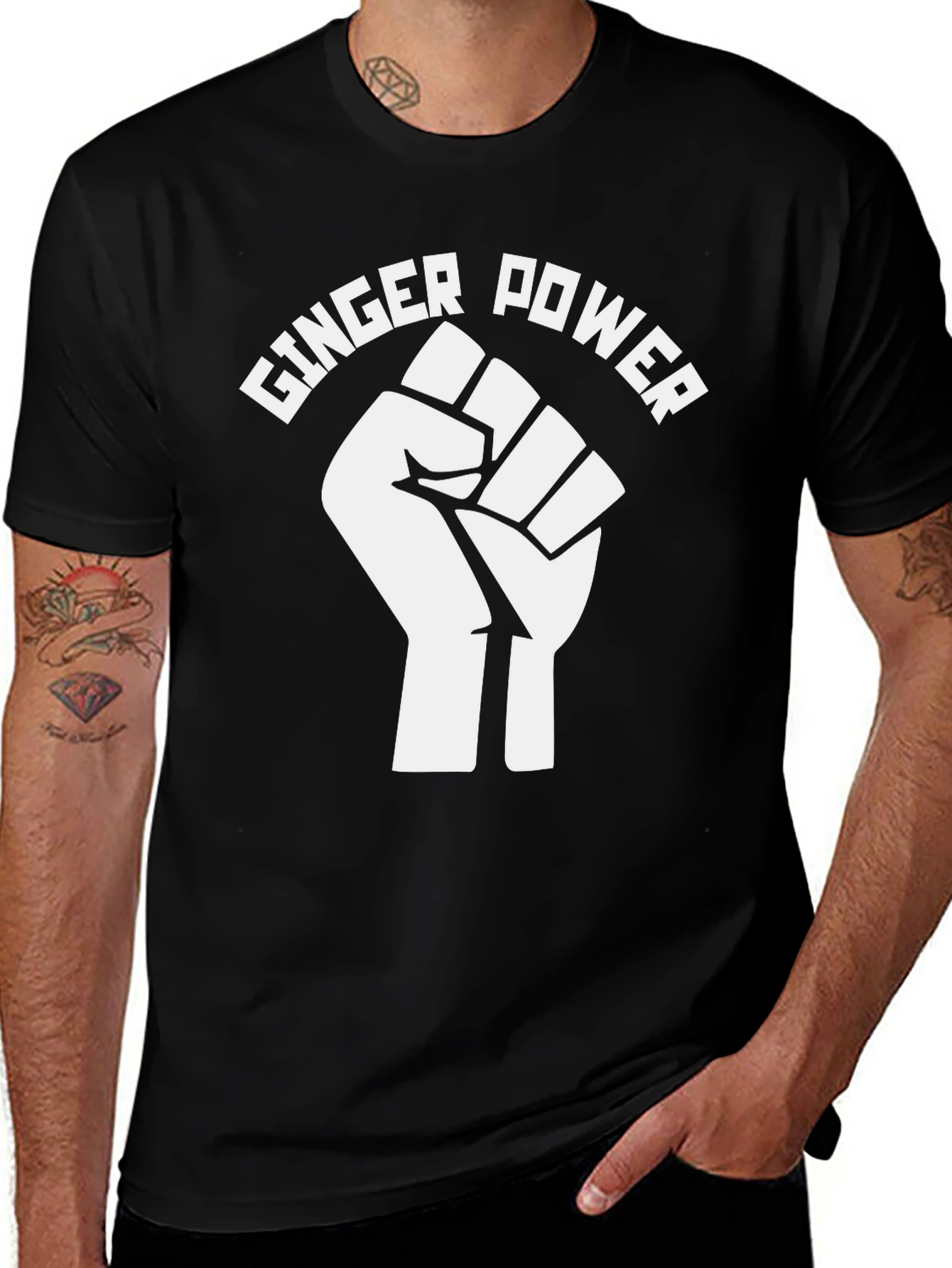 Variant 3 of Ginger Power T-Shirt - Black Crew Neck Tee