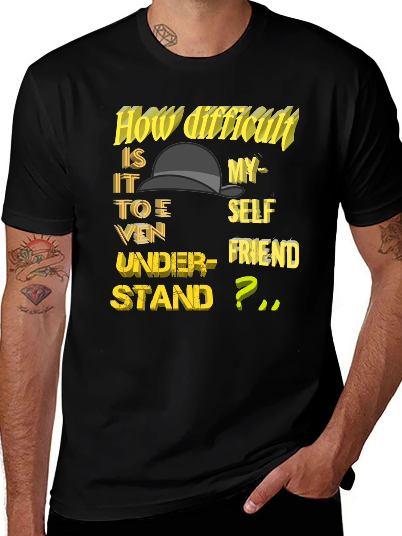 Variant 30 of Difficult to Understand Graphic T-Shirt - Black