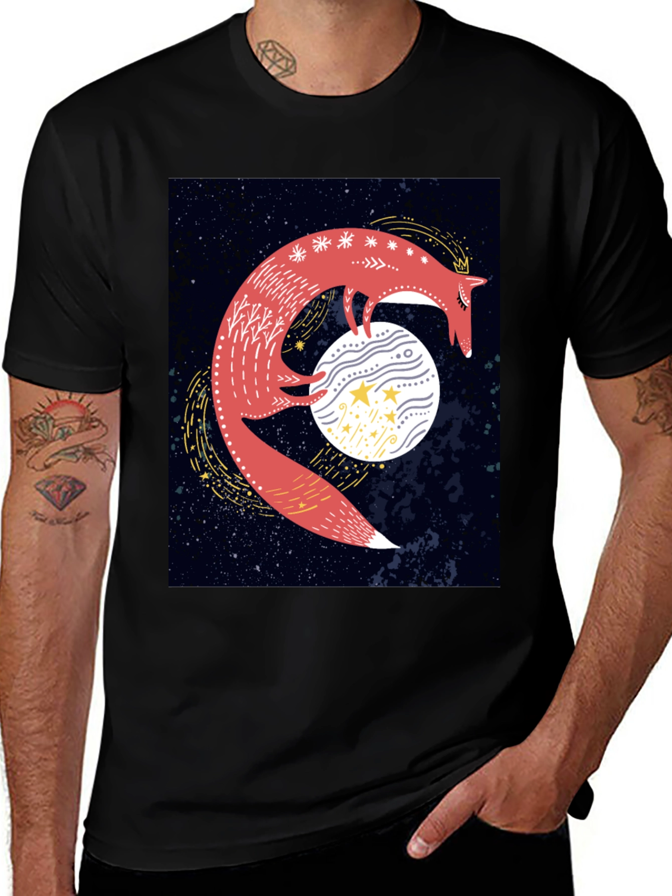 Variant 30 of Fox & Moon Graphic Tee - Cosmic Whimsy