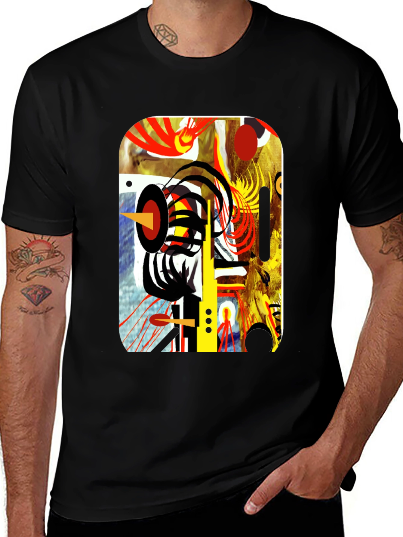 Variant 25 of Abstract Art Graphic Black Tee - Modern Style