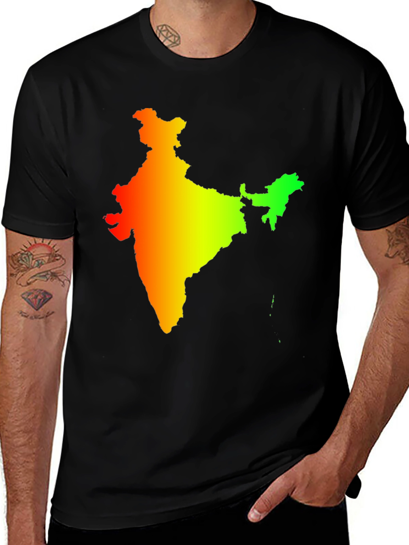 India Map Graphic Tee - Men's Black T-Shirt