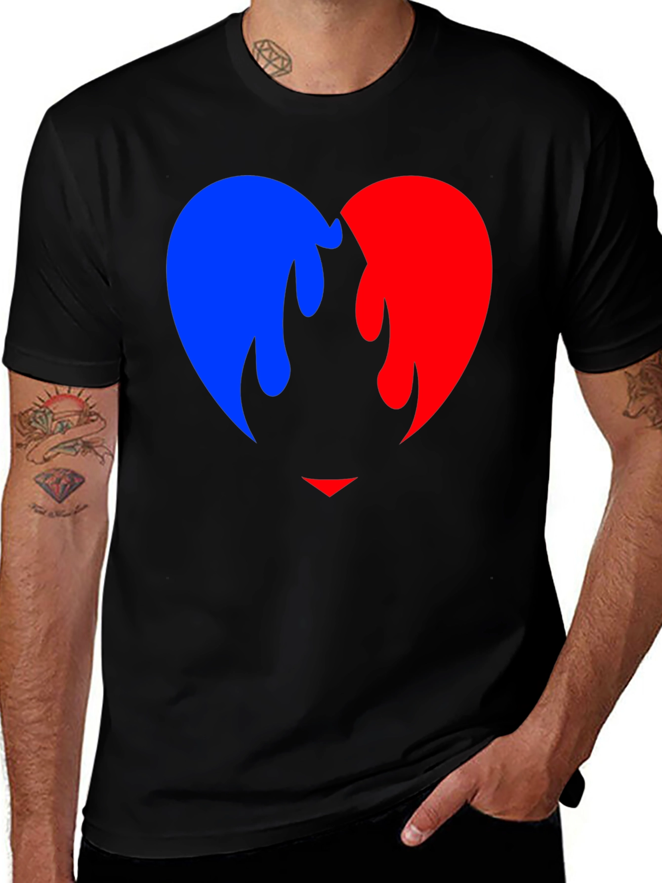 Variant 14 of Flaming Heart Graphic Black T-Shirt