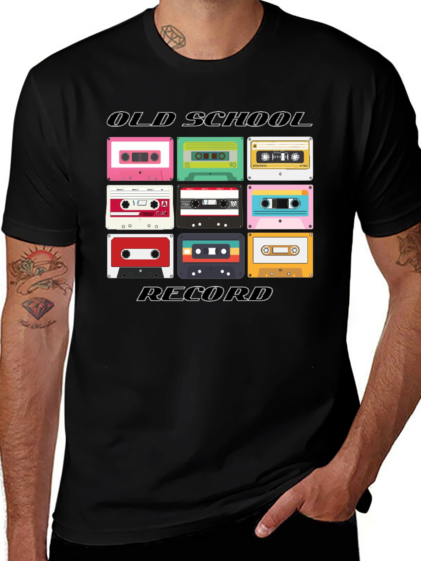 Variant 17 of Old School Record Cassette Tape Graphic T-Shirt