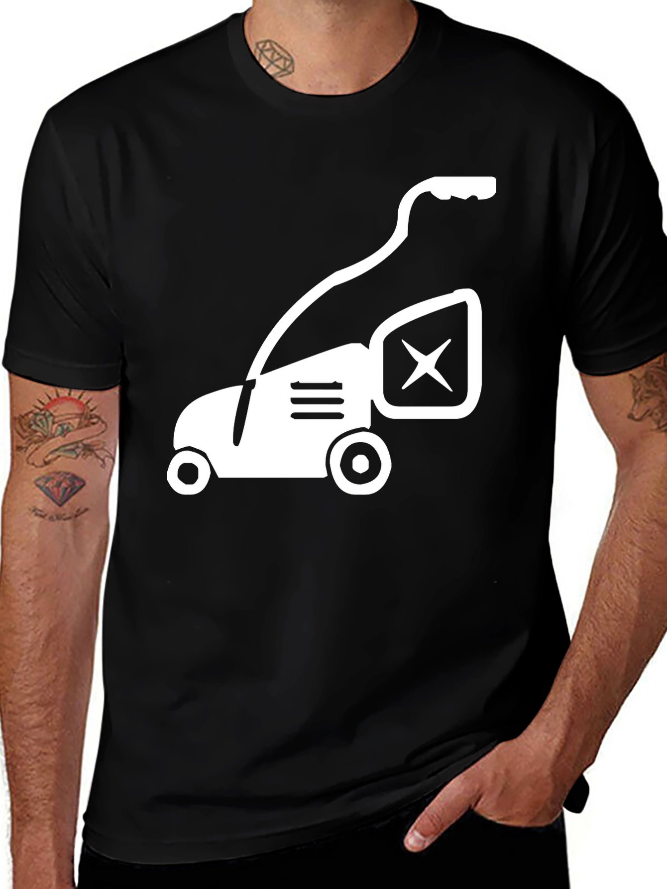 Variant 24 of Lawn Mower Graphic Tee - Black Cotton T-Shirt