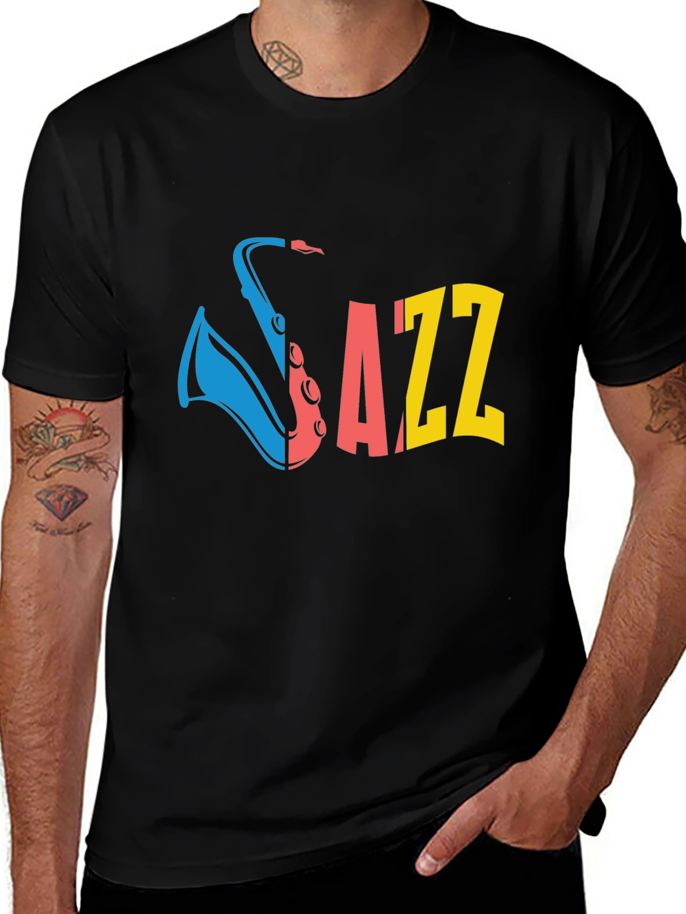 Variant 23 of JAZZ Saxophone Graphic T-Shirt - Black