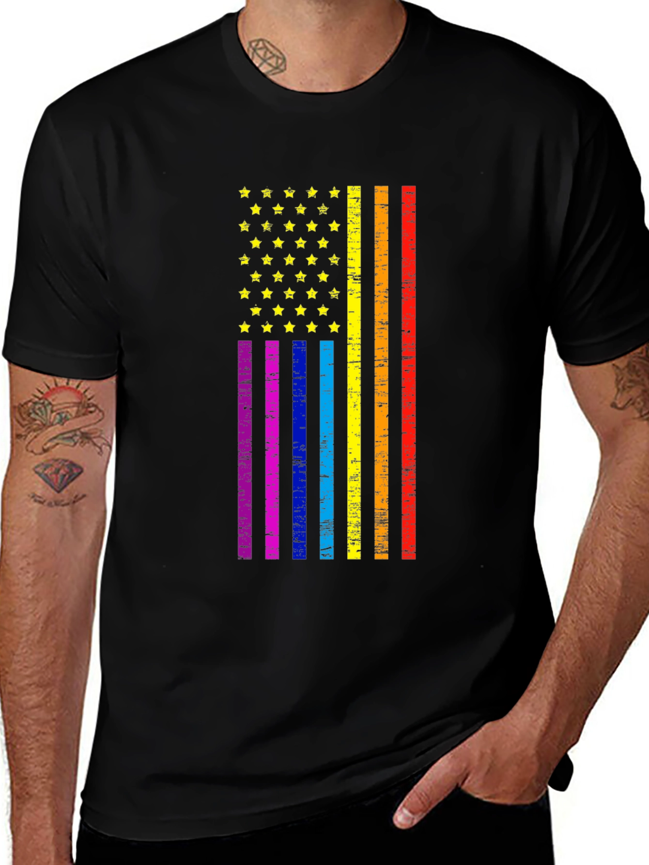 Variant 26 of Pride Flag Graphic Tee - Black