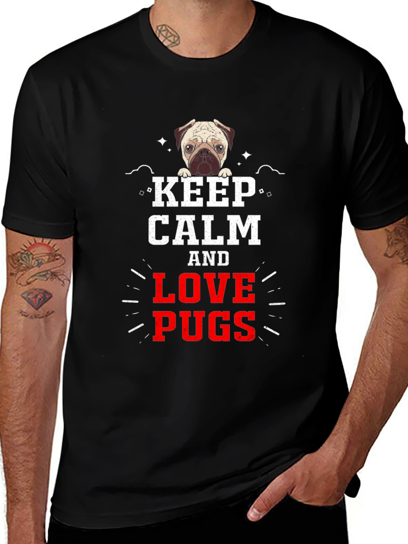 Variant 23 of Keep Calm & Love Pugs Graphic Tee