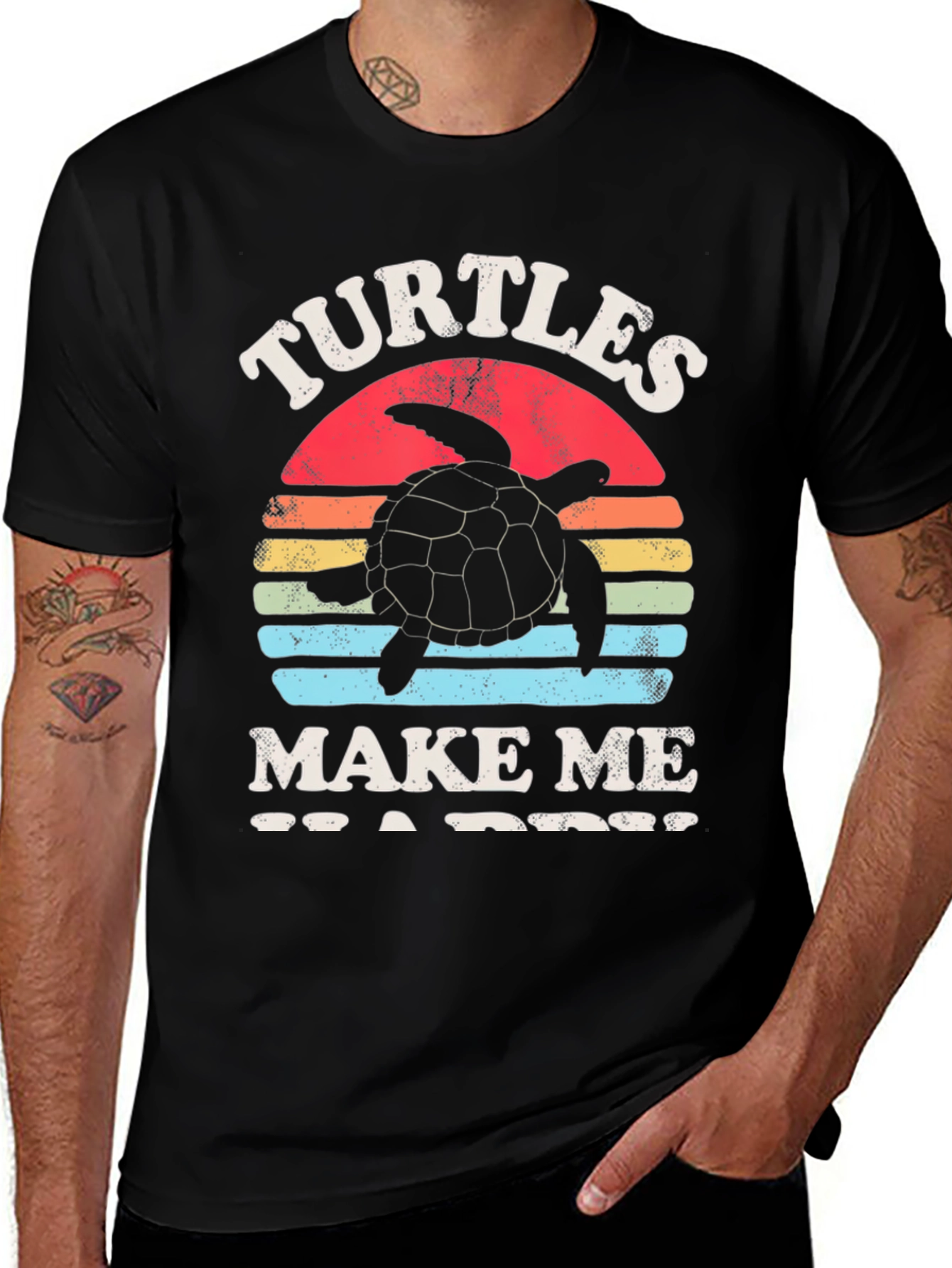 Variant 14 of Retro Turtles Make Me Happy Graphic T-Shirt