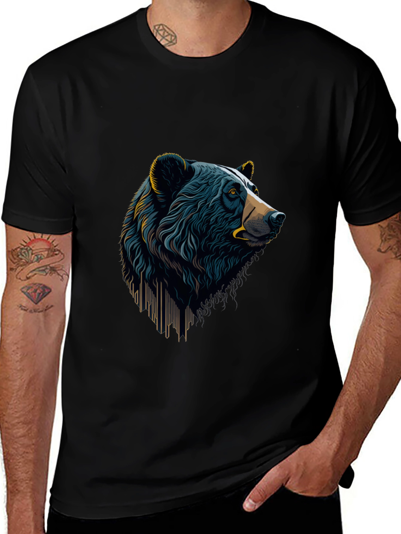 Variant 26 of Bear Graphic Print Black T-Shirt