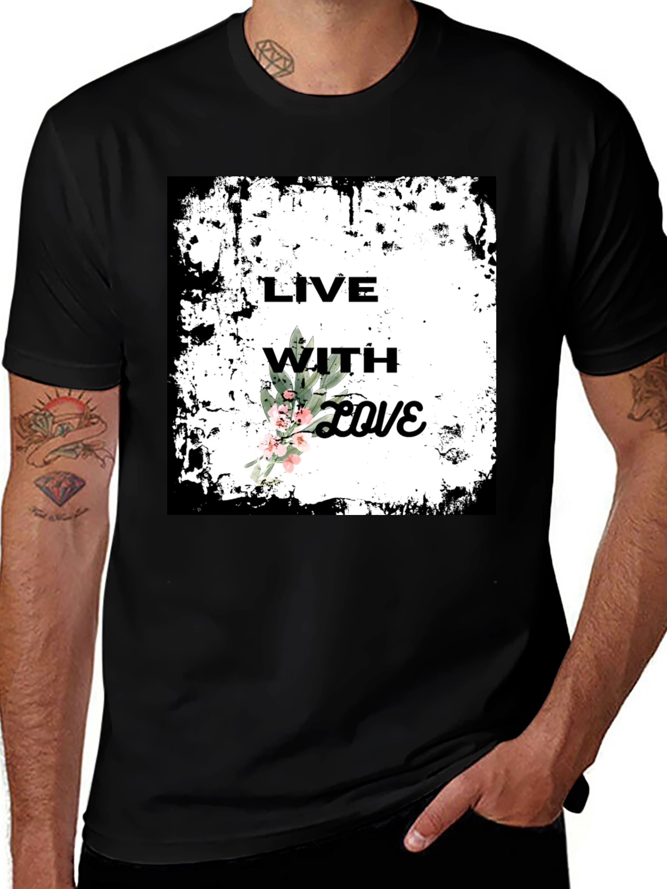 Variant 14 of Live With Love Graphic Tee - Black