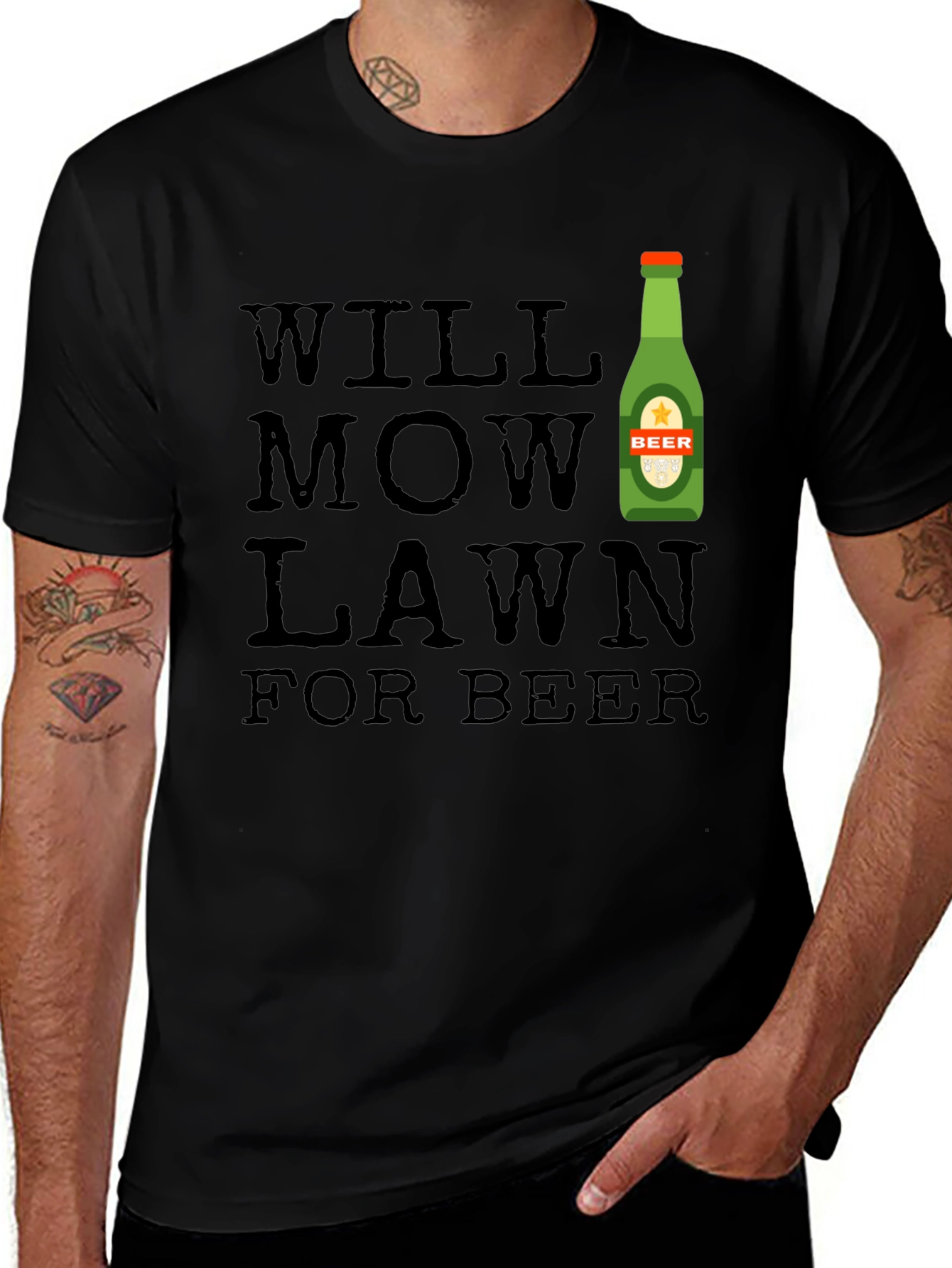 Variant 20 of Will Mow Lawn For Beer Graphic Tee