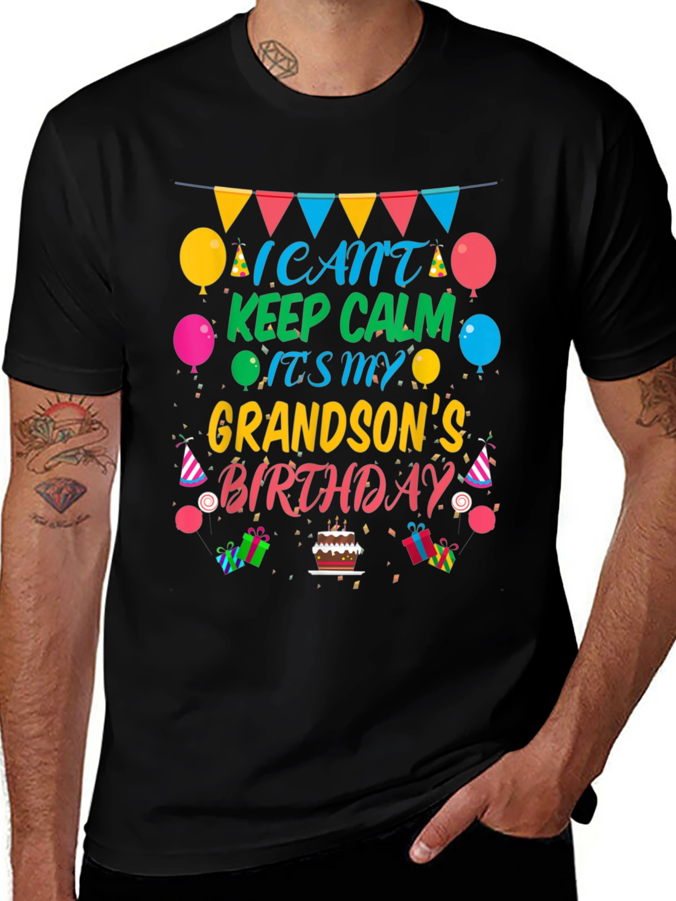 Variant 16 of Grandson Birthday T-Shirt - Keep Calm Celebration Tee