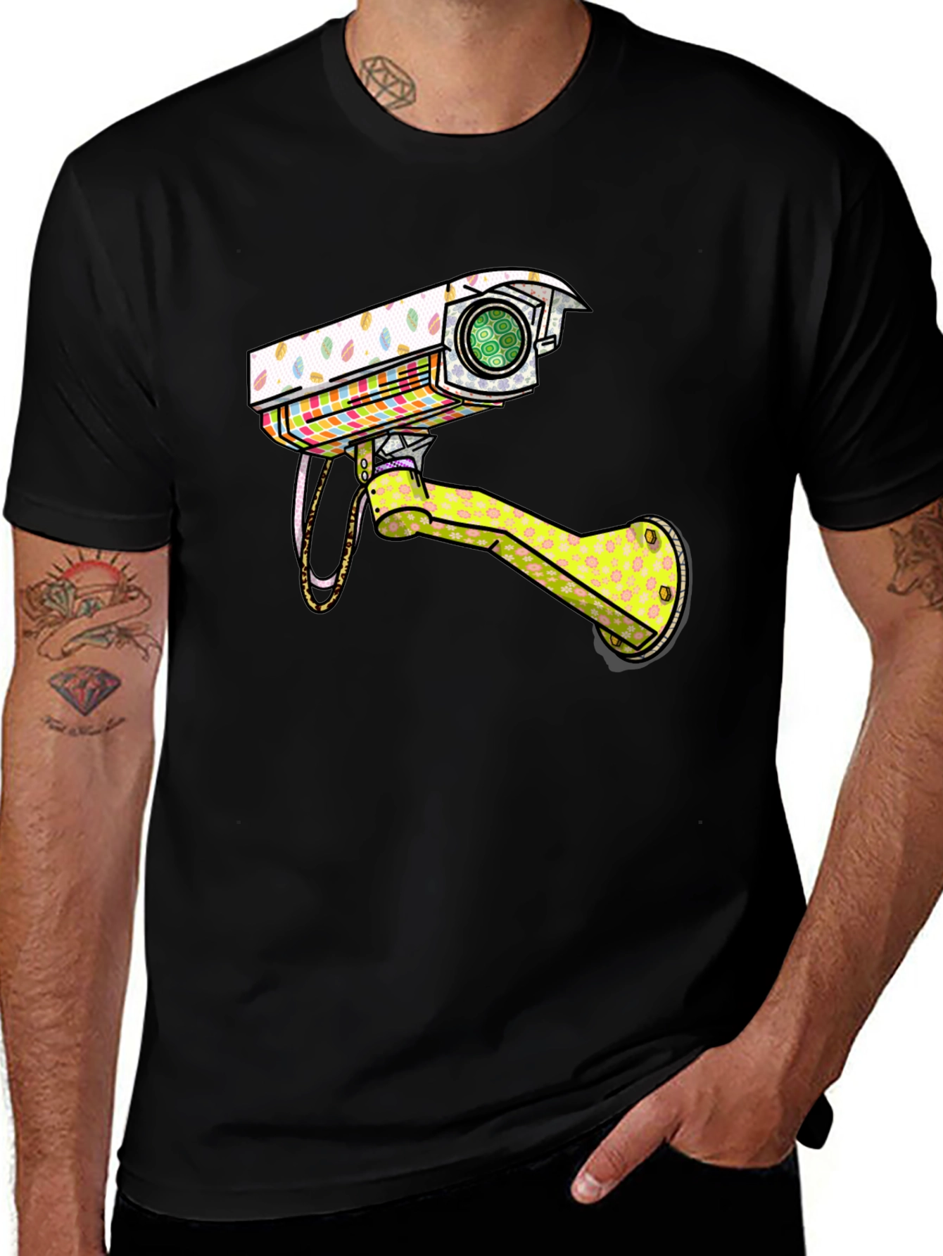 Variant 7 of Colorful Security Camera Graphic Tee