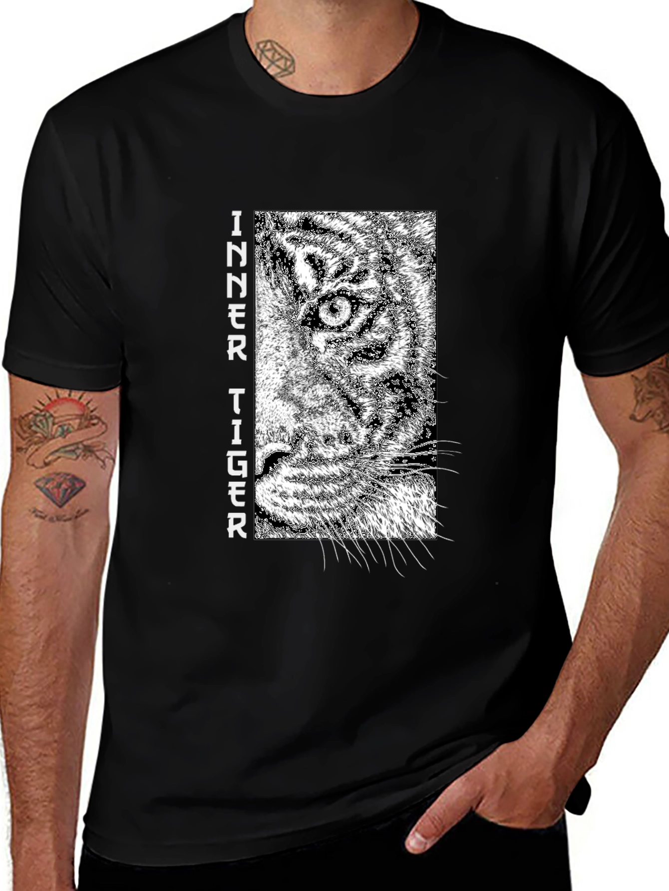 Variant 10 of Inner Tiger Graphic Tee - Cool Black Cotton T-Shirt