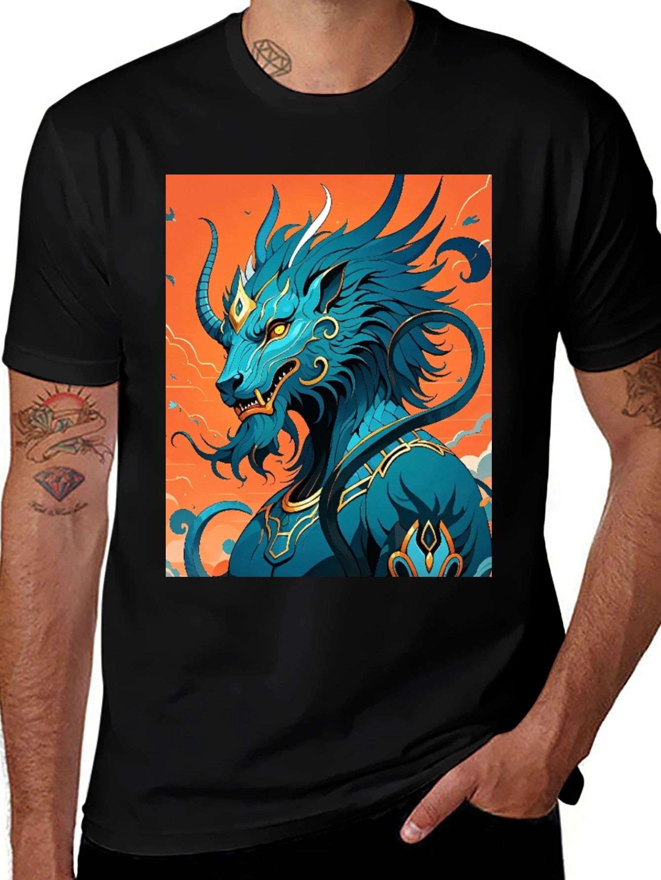 Variant 12 of Blue Kirin Graphic Tee - Mythical Creature T-Shirt