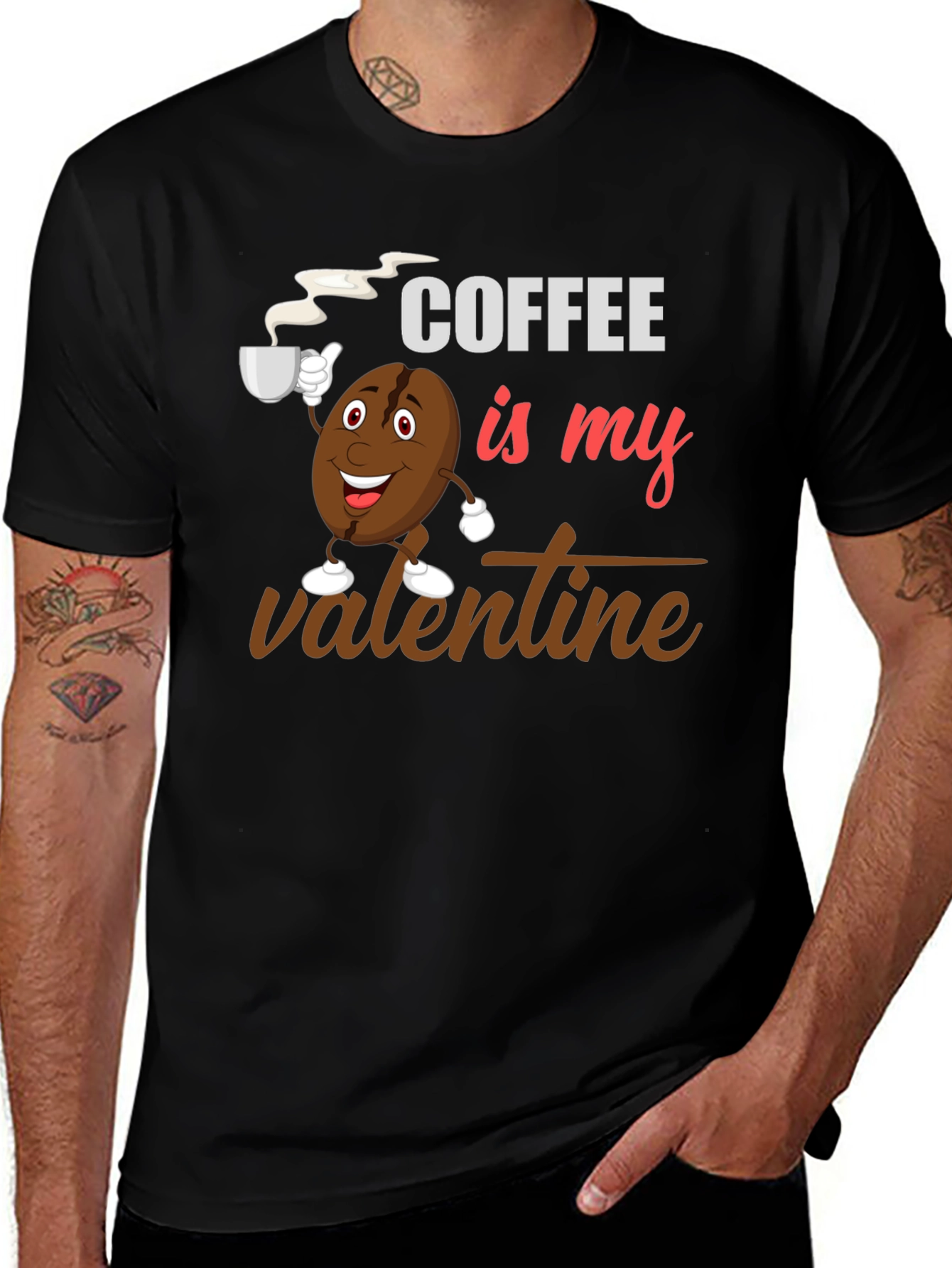 Variant 15 of Coffee Is My Valentine Black Graphic T-Shirt