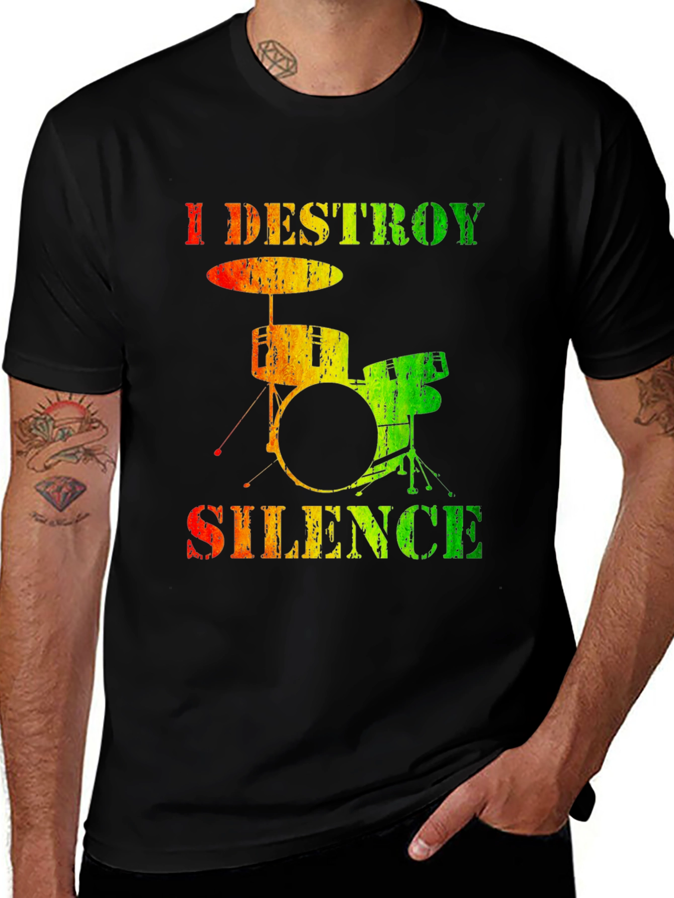 Variant 14 of I Destroy Silence Drummer T-Shirt