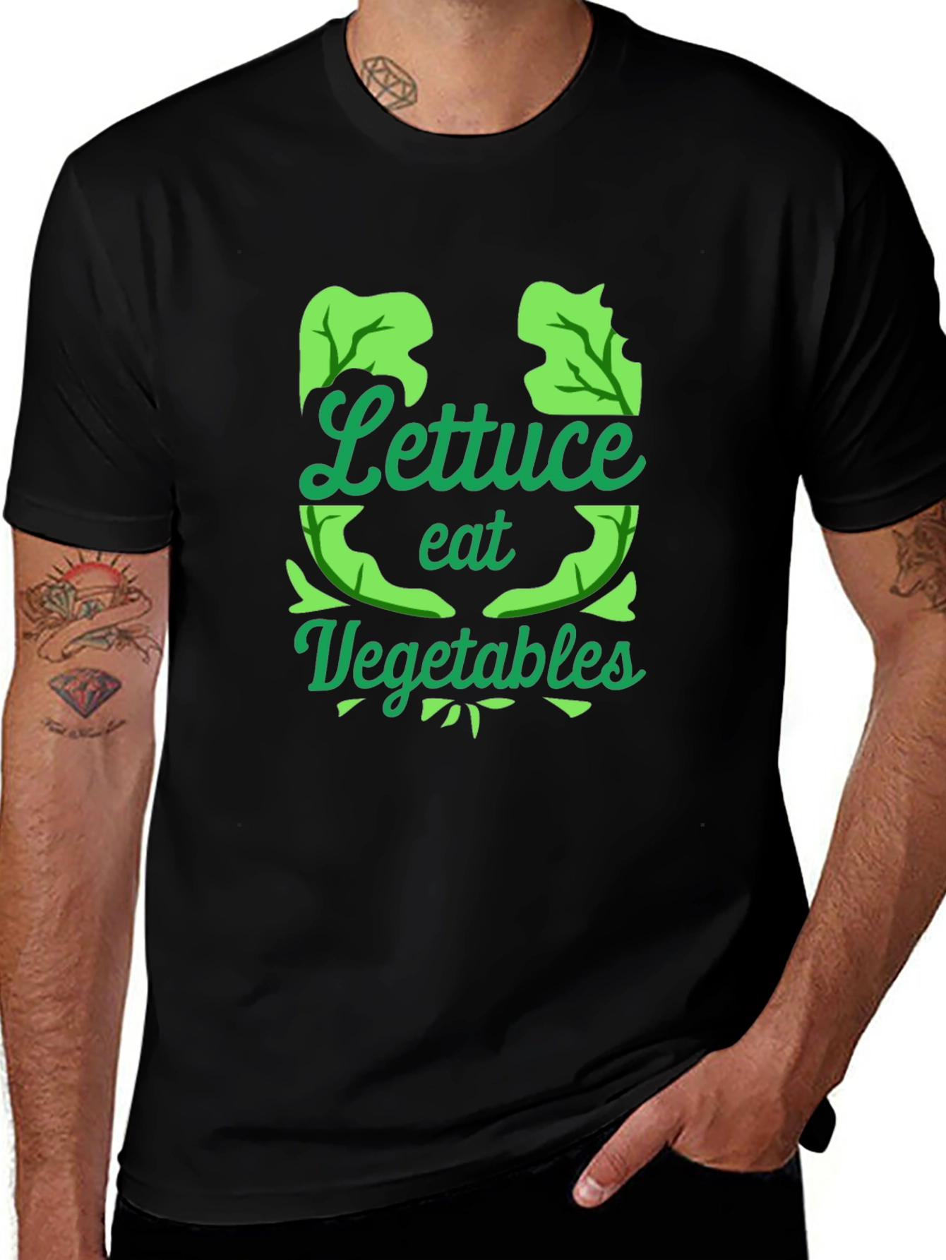 Lettuce Eat Vegetables Black T-Shirt