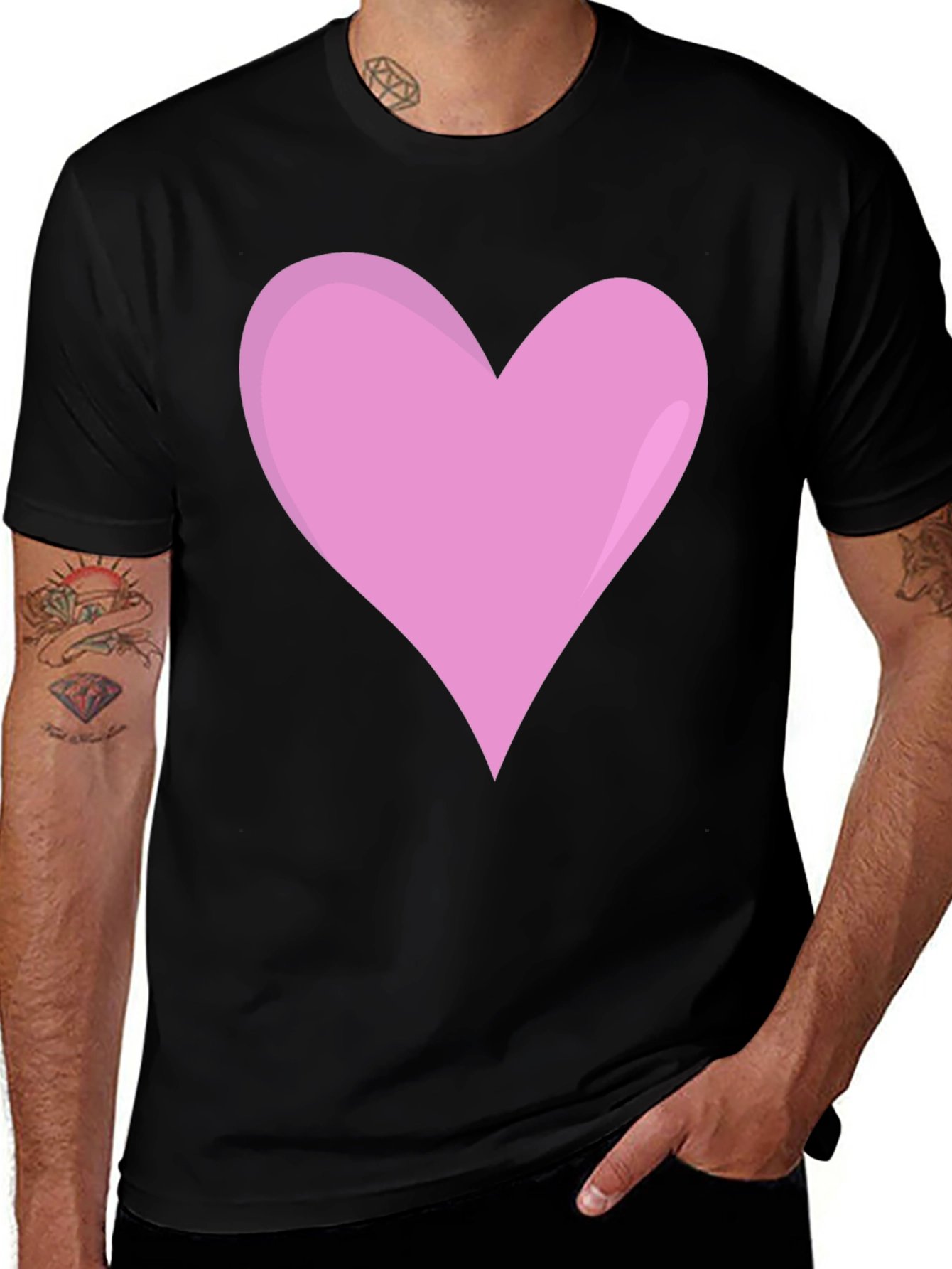 Variant 14 of Pink Heart Graphic Black T-Shirt