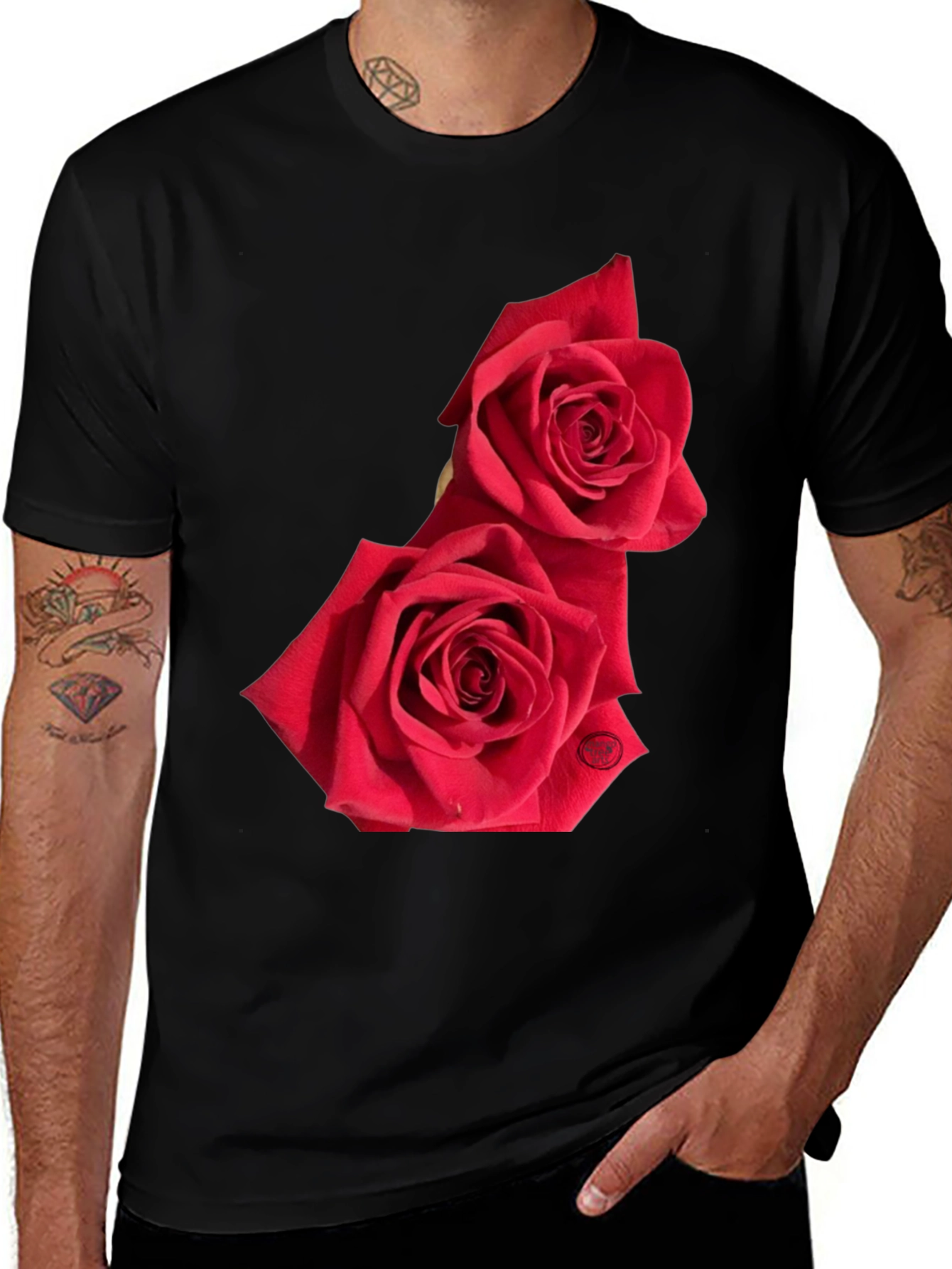 Variant 18 of Roses Graphic Tee - Sleek Black Cotton T-Shirt