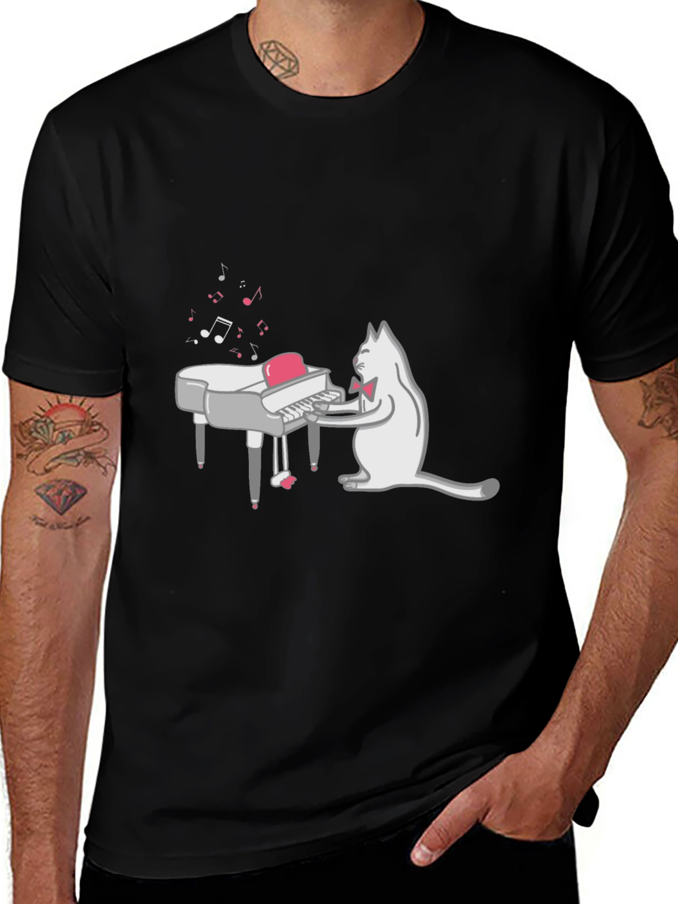 Variant 14 of Cool Cat Piano Player Graphic T-Shirt
