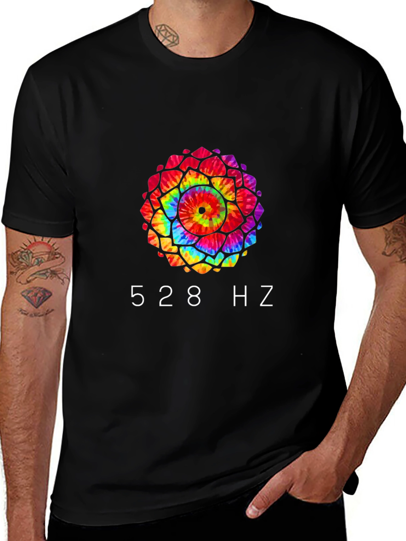 Variant 24 of 528 Hz Tie-Dye Mandala Graphic Tee