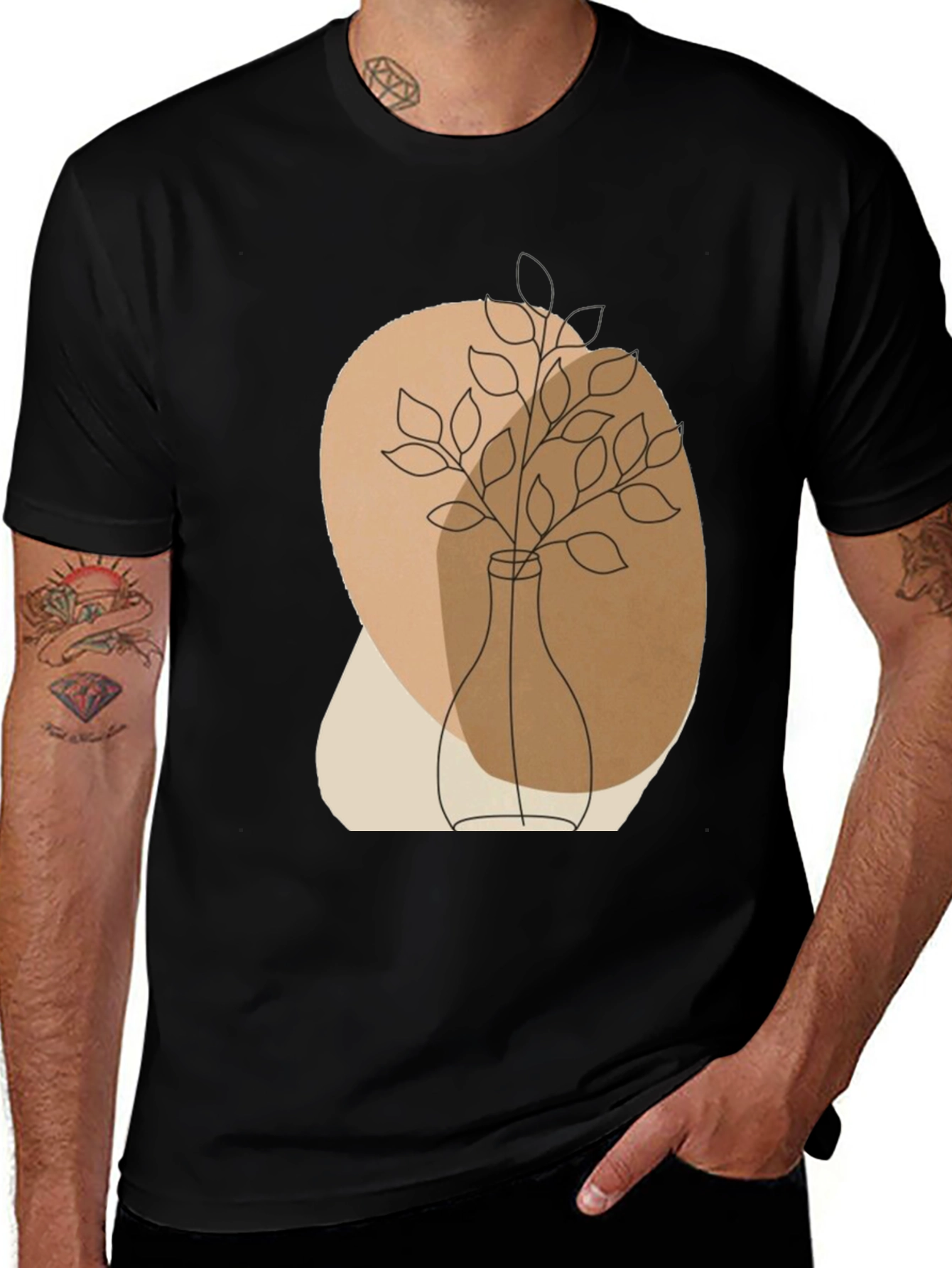 Abstract Vase Graphic Tee - Modern Minimalist Style