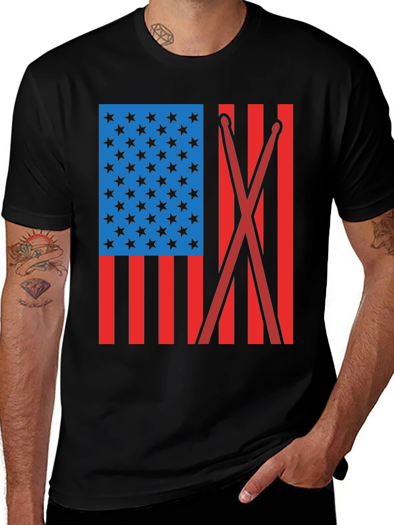 Variant 10 of Drummer American Flag Graphic T-Shirt