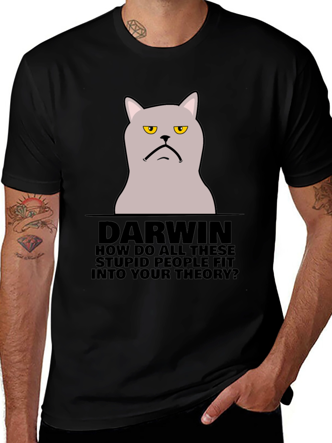 Variant 11 of Darwin Cat T-Shirt - Funny Theory Design