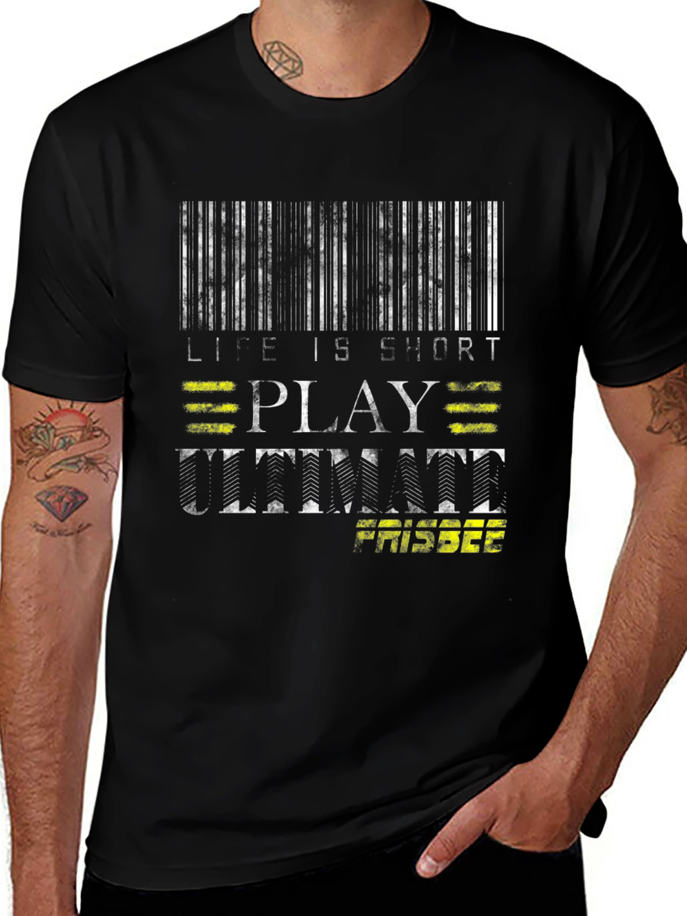 Life is Short, Play Ultimate Frisbee Black T-Shirt