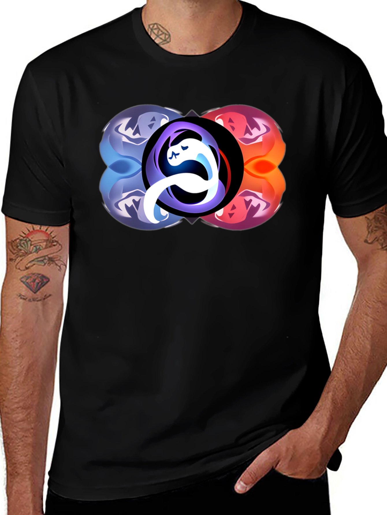 Variant 21 of Abstract Yin Yang Graphic Black T-Shirt