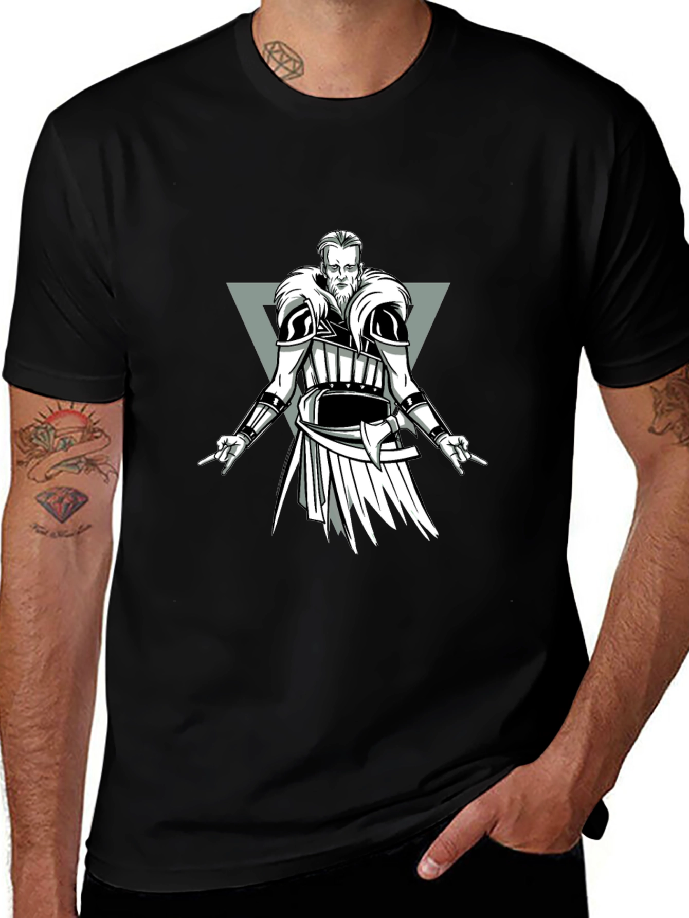 Variant 13 of Viking Warrior Graphic Black T-Shirt