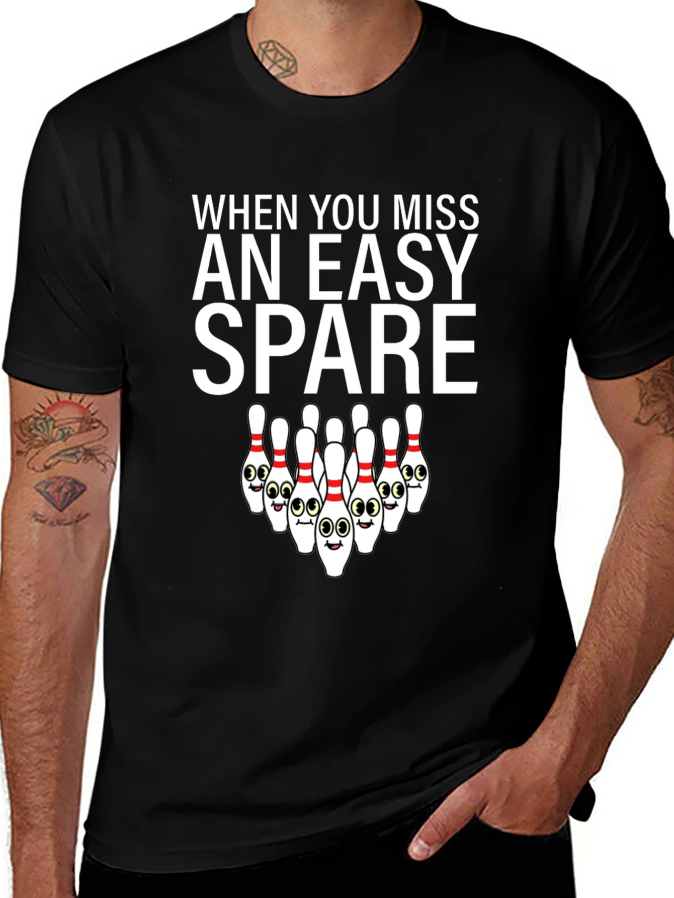 Variant 18 of Funny Bowling T-Shirt - "Easy Spare" Design