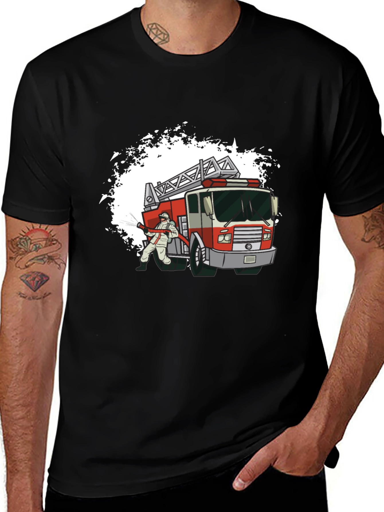 Variant 13 of Fire Truck Graphic T-Shirt - Cool Firefighter Tee