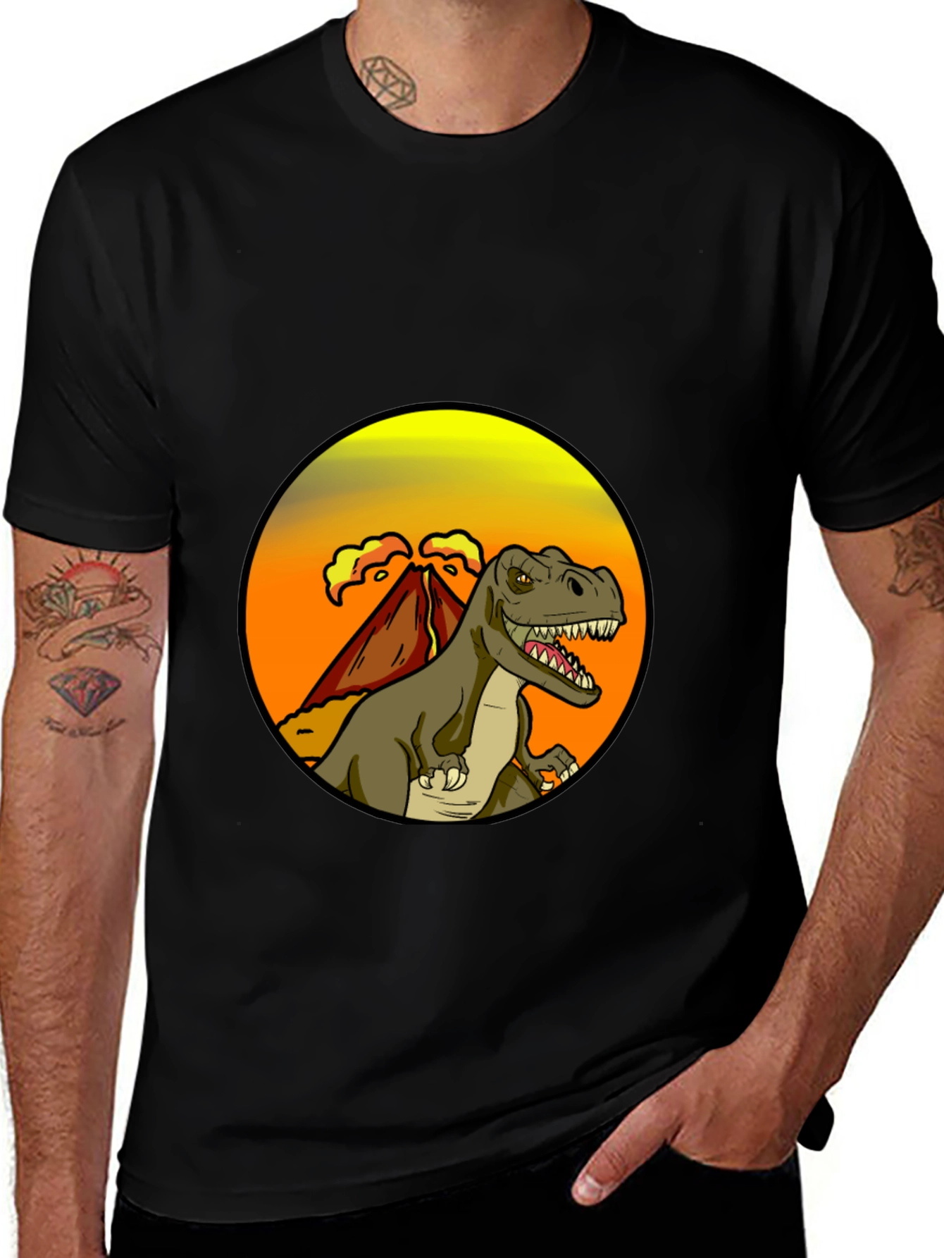 Variant 14 of Dino Volcano T-Shirt - Retro Style