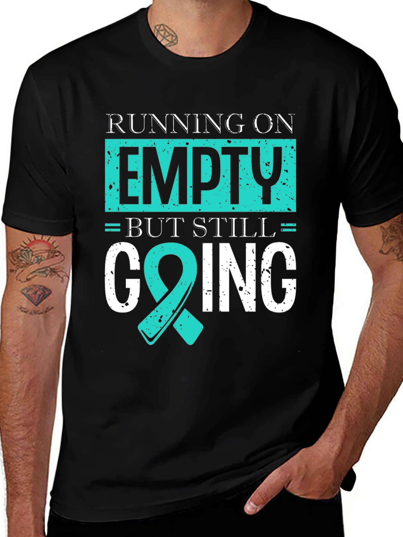 Variant 10 of Running on Empty T-Shirt - Teal Ribbon Design