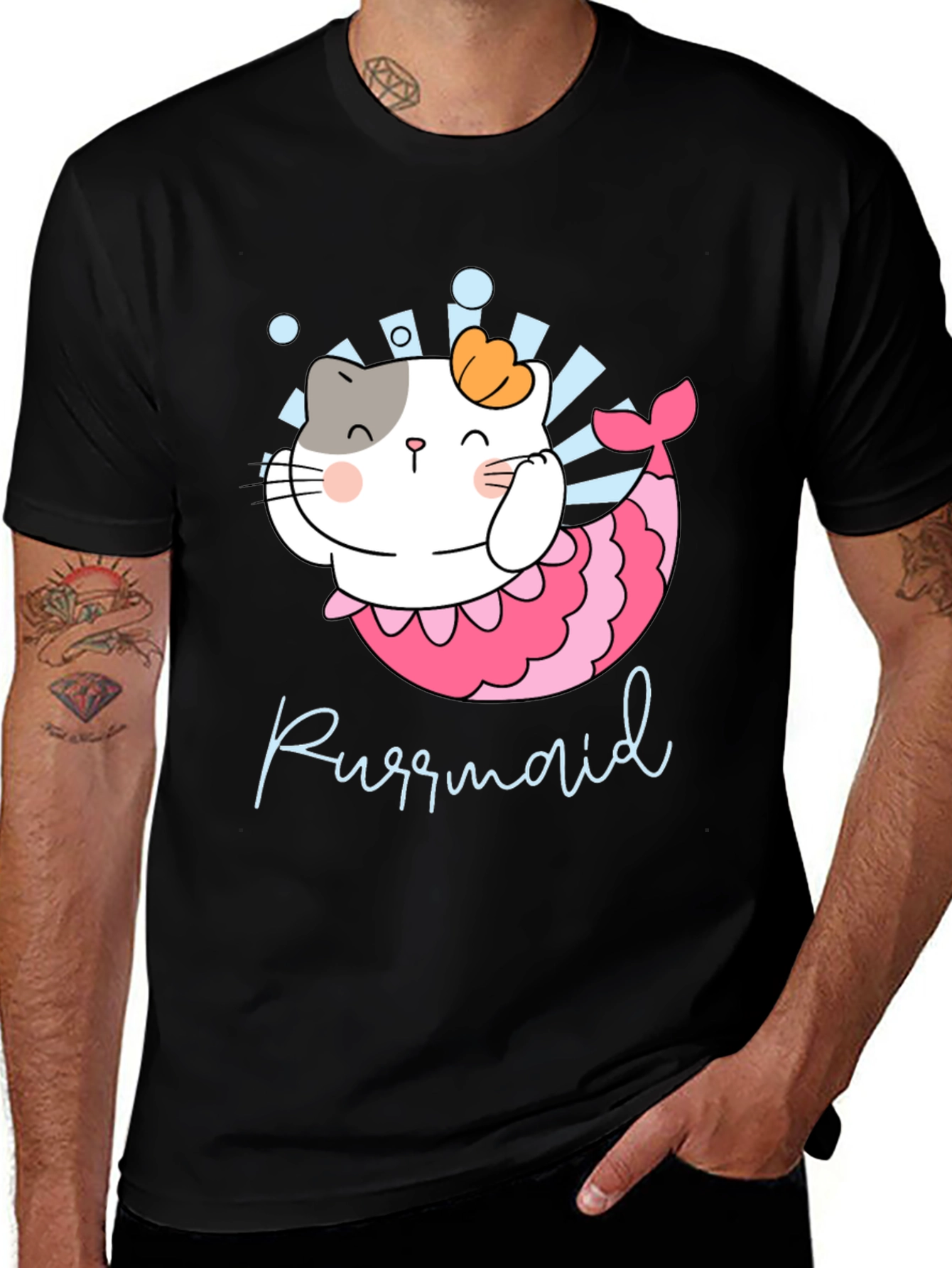 Variant 6 of Purrmaid Cat Mermaid Graphic Tee