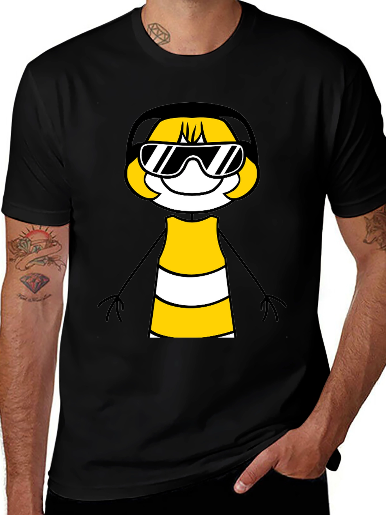 Variant 17 of Cool Cartoon Character Graphic Tee - Black