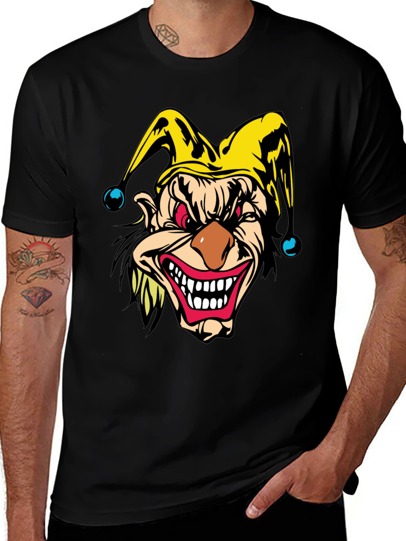 Variant 29 of Men's Black T-Shirt - Evil Jester Graphic Tee