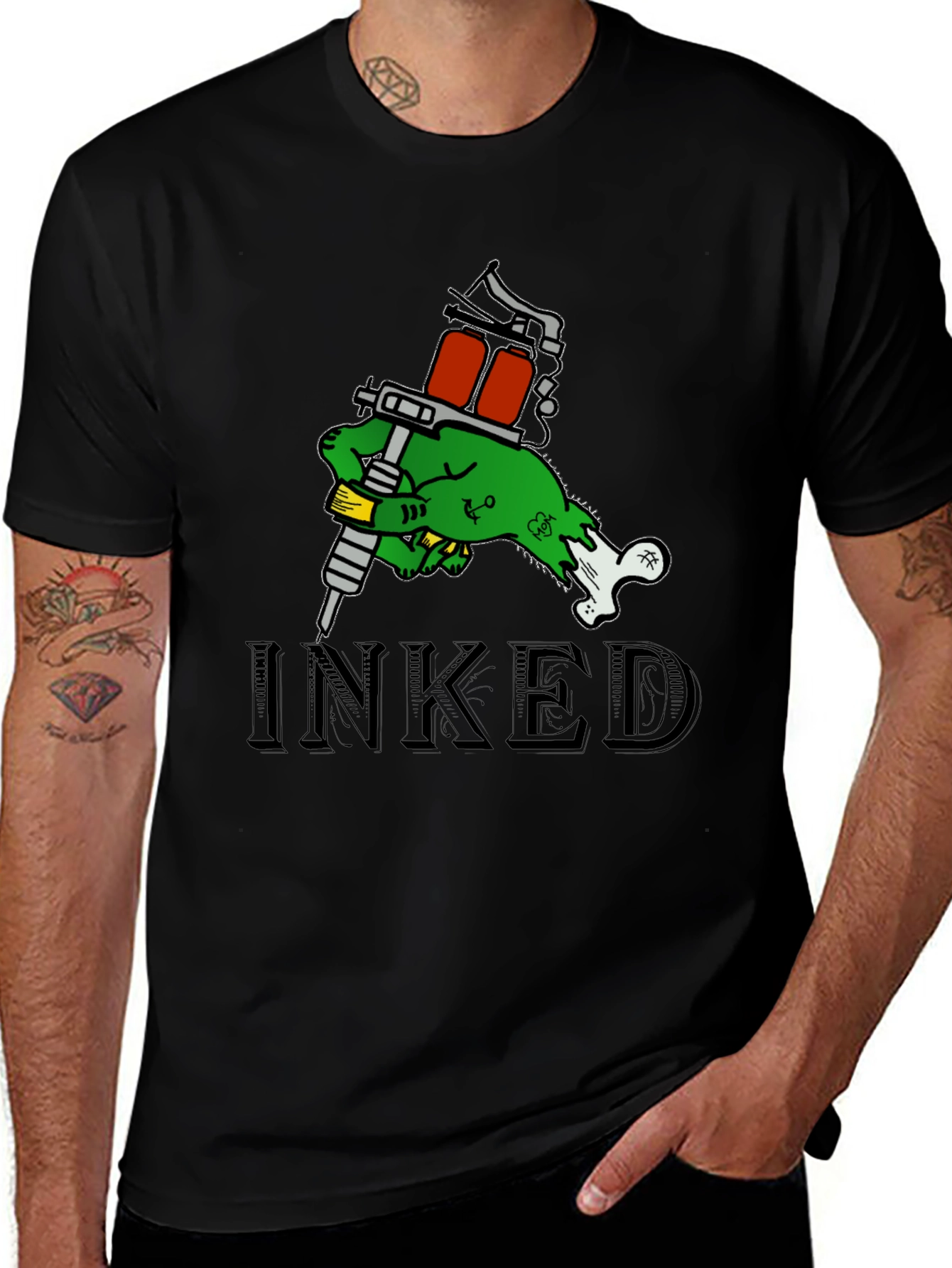 Variant 13 of Inked Zombie Hand Tattoo Machine T-Shirt
