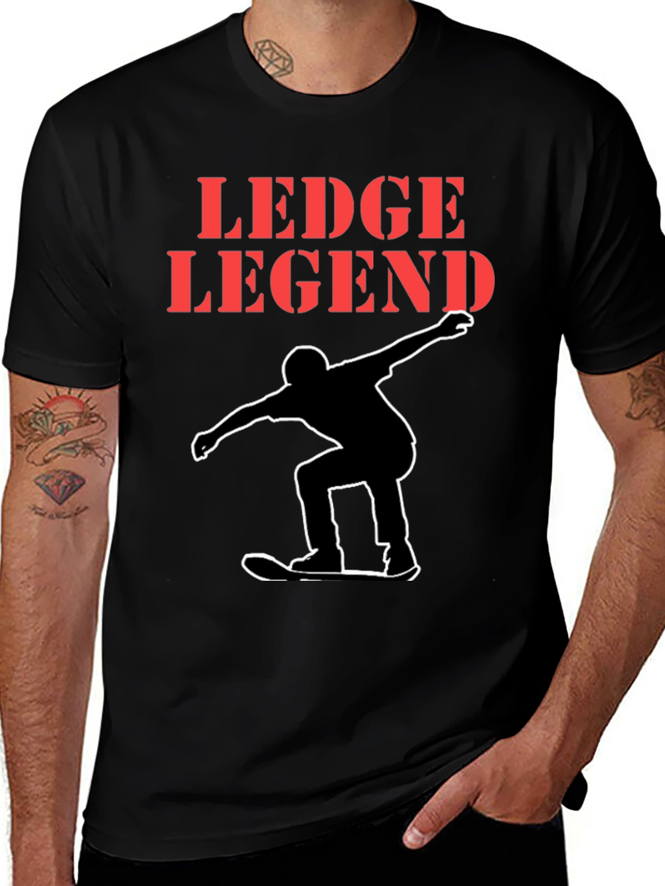 Variant 8 of Ledge Legend Skateboarder Graphic Tee - Black