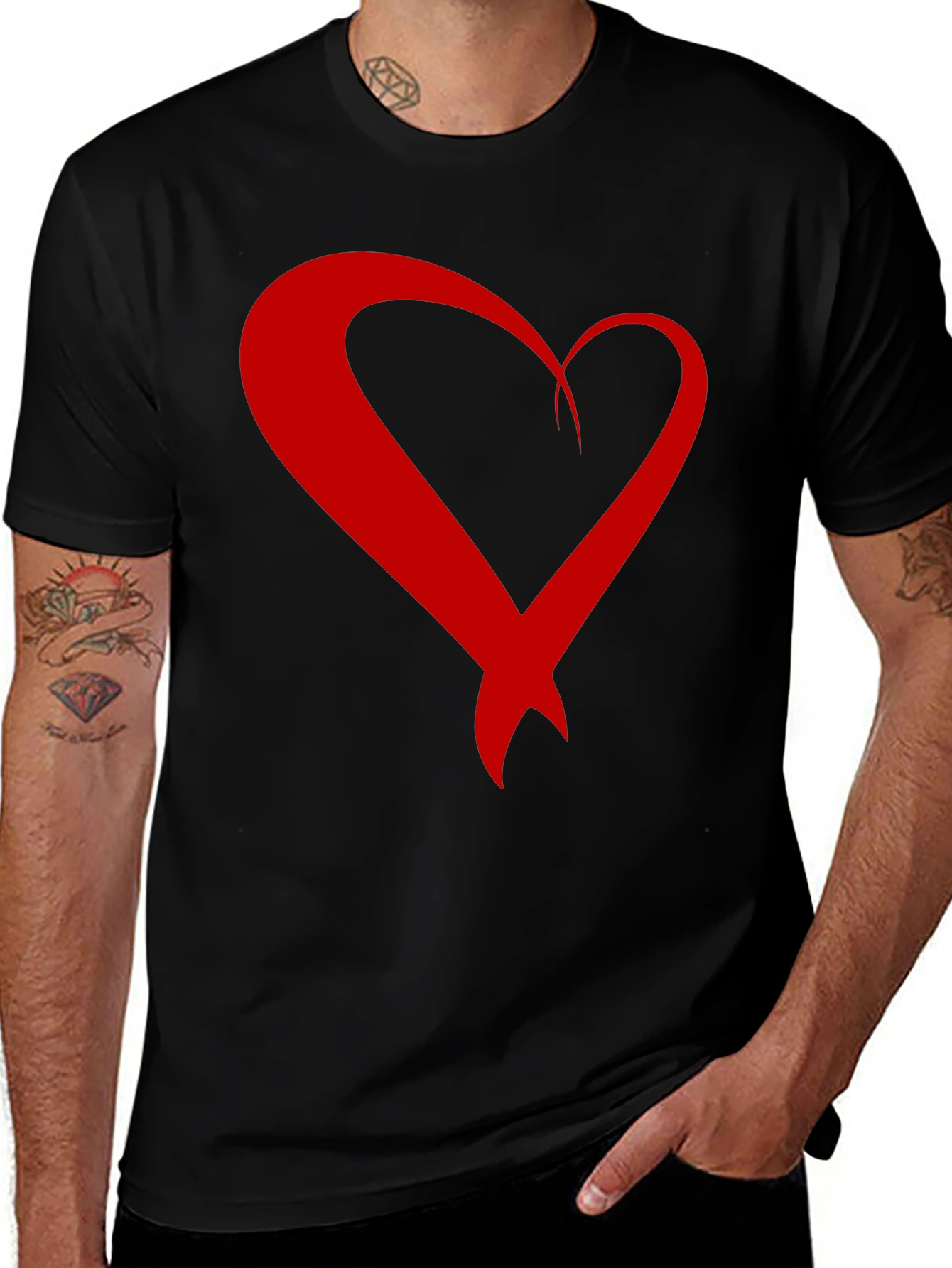 Variant 22 of Heart Ribbon Black T-Shirt