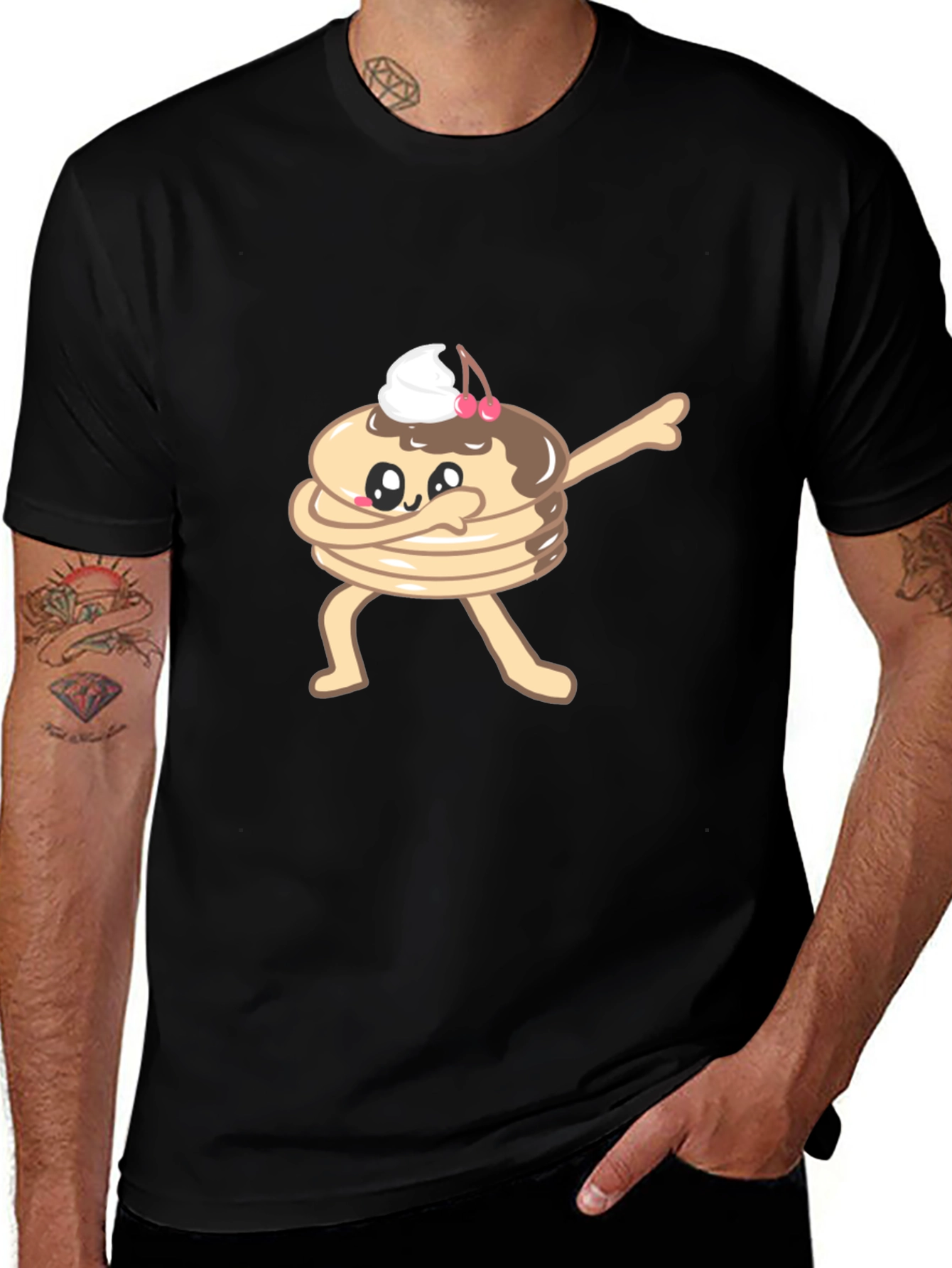 Variant 26 of Pancake Dabbing T-Shirt - Fun Cartoon Food Tee